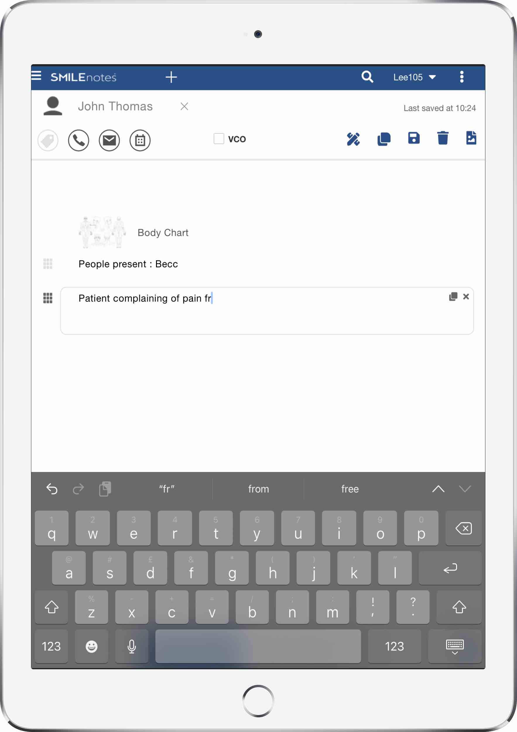 Using Smilenotes Notepad on tablet device 